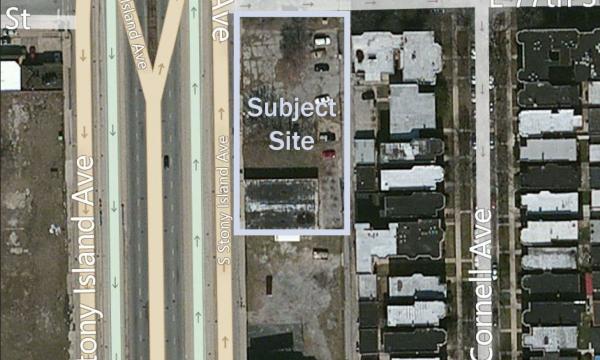 development site, Chicago Skyway (I-90), corner of 77th St. and Stony Island Ave., block south of Jackson Park Hospital