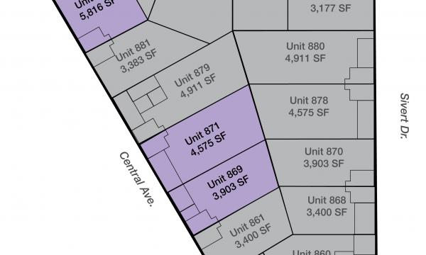 Site plan of spaces near Thorndale in Wood Date available for rent